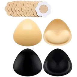 proudtore Reusable Adhesive Push-Up Bra Pads with Nipple Covers, Self-Stick, Washable Pads, Lightweight & Comfortable Inserts Sports Strapless Bra for Girls & Women. Cream-picture-50