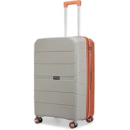 provogue Cascade Hard-Sided PP 65 Cm Check-in Medium Size Luggage Suitcase | Expandeble Space with 8 Wheels Trolley Bags for Travel | Combination Lock |5 Year Warranty (Timberwolf Grey/Burnt Orange)-picture-12