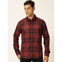 Provogue Classic Slim Fit Tartan Checks Spread Collar Pure Cotton Casual Shirt-picture-11