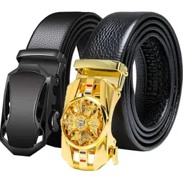 provogue Men Black Artificial Leather, Texas Leatherite Belt-picture-11