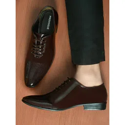 Provogue Men Brown Solid Leather Formal Oxfords Shoes-picture-38