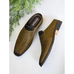 Provogue Men Green Leather Slip-On Formal Shoes-picture-38