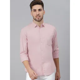 Provogue Men India Slim Spread Collar Solid Cotton Casual Shirt-picture-13