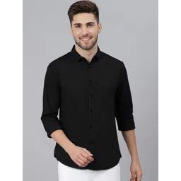 Provogue Men India Slim Spread Collar Solid Cotton Casual Shirt image 1