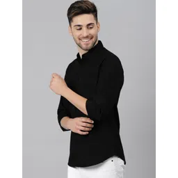 Provogue Men India Slim Spread Collar Solid Cotton Casual Shirt image 3