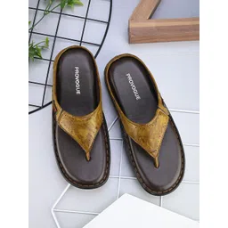 Provogue Men Yellow Solid Leather Thong Flip-Flops-picture-36