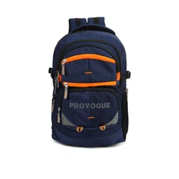 Provogue Unisex Navy Blue & Orange Colourblocked Backpack with Reflective Strip-picture-18