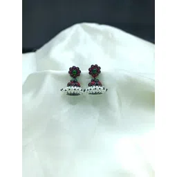 PRS GOLD COVERING Floral Jhumkas Earrings-picture-35