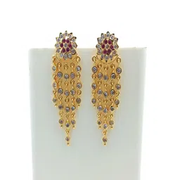 PRS GOLD COVERING Gold-Plated Artificial Stones Studded Contemporary Drop Earrings-picture-21
