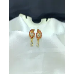 PRS GOLD COVERING Gold-Plated Artificial Stones Studded Contemporary Drop Earrings-picture-12