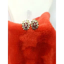 PRS GOLD COVERING Gold-Plated Artificial Stones Studded Floral Studs-picture-14