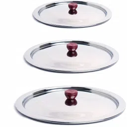 prv Steel Lids with Knob, Set of 3 (Size 2- 21cm, Size 3- 24cm & Size 4- 26.5cm) 8.3 inch, 9.4 inch, 10.4 inch Lid Set-picture-19