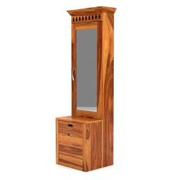 PS DECOR Sheesham Wood Dressing Table with 1 Drawer and 1 Cushioned Stool for Living Room Bedroom Wooden Vanities for Home Solid Wood Bedroom Furniture (Natural Finish) image 4