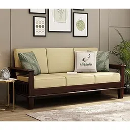 PS DECOR Wooden 3 Seater Sofa Set for Living Room | Three Seater Sofa with Side Magzine & Newspaper Holder for Office & Lounge | Sheesham Wood, Walnut-picture-27