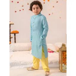 pspeaches Boys Ethnic Motifs Printed Regular Pure Cotton Kurta With Pyjamas-picture-12