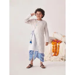 Pspeaches Boys White Regular Fit Printed Kurta Set-picture-24