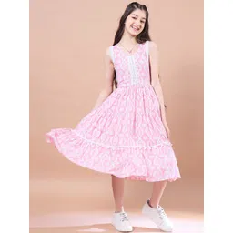 pspeaches Floral Print Fit & Flare Cotton Midi Dress-picture-22