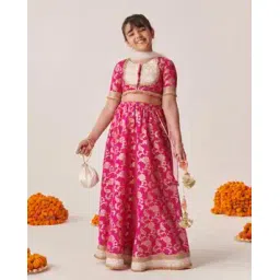 pspeaches Girls Floral Woven Lehenga Choli with Dupatta-picture-37