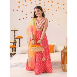 Pspeaches Girls Magenta Cotton Regular Fit Printed Lehenga Choli-picture-19