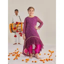 Pspeaches Girls Purple Regular Fit Printed Kurta Set-picture-28