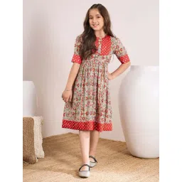 Pspeaches Girls Red Cotton Regular Fit Printed Dress-picture-42