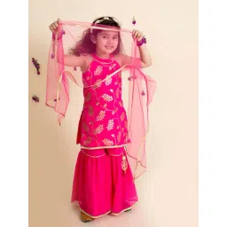 Pspeaches Girls Red Regular Fit Printed Kurta Set-picture-13