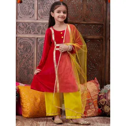 pspeaches Girls Regular Gotta Patti Velvet Kurta with Salwar & With Dupatta-picture-57