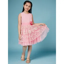 pspeaches Girls Self Design Georgette Dress-picture-45