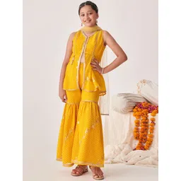 pspeaches Girls Striped Regular Sequinned Kurta with Sharara & With Dupatta-picture-17