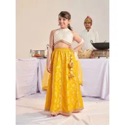Pspeaches Girls Yellow Regular Fit Printed Lehenga Choli-picture-33