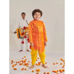 PSPeaches Kids Orange Boys Ethnic Motifs Regular Kurta With Dhoti Pants-picture-39