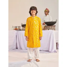 PSPeaches Kids Yellow Boys Floral Regular Kurta With Pyjamas-picture-10