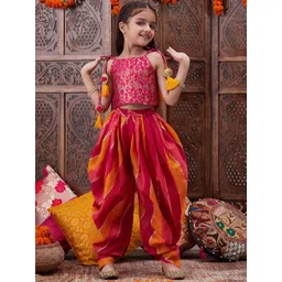 pspeaches ROJAA Girls Floral Printed Shoulder Straps Top with Dhoti Pants-picture-43