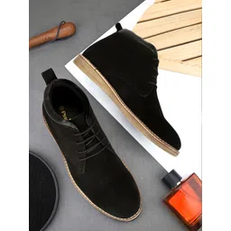 PSSHOES Men Solid Round Toe Laced up Boots image 1