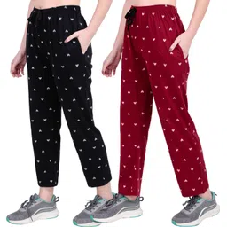 pstenterprises Pack of 2 Women Printed Multicolor Track Pants-picture-14