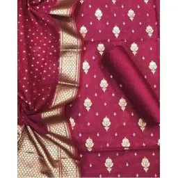 ptiepl banarasi silk works Women Floral Woven Banarasi 3-Piece Unstitched Dress Material-picture-13