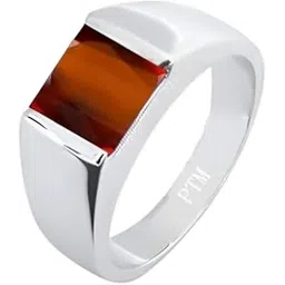 ptm 925 Sterling Silver Gomed (Hessonite) 7.25 Ratti or 6.5 cts Natural Gemstone Bis Hallmark Square Shape Ring for Men & Women-picture-52