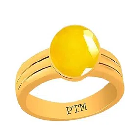 ptm Panchdhatu (5 metals) Yellow Sapphire (Pukhraj) 3.25 Ratti to 10.25 Ratti or 3.0 Cts to 9.35 Cts Astrological Gemstone 22 K Gold Plated Ring for Men & Women-picture-24