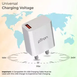 pTron Volta FC12 20W QC3.0 Smart USB Charger (White) image 3