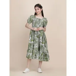 PTVIZE Floral Print Puff Sleeve A-Line Midi Dress-picture-46