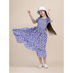 PTVIZE Floral Print Puff Sleeve Crepe Fit & Flare Midi Dress-picture-22