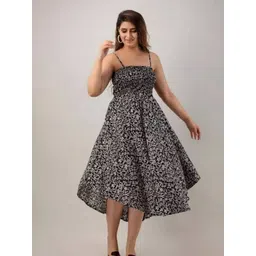 PTVIZE Women Shoulder Straps Fit and Flare Midi Dress-picture-22