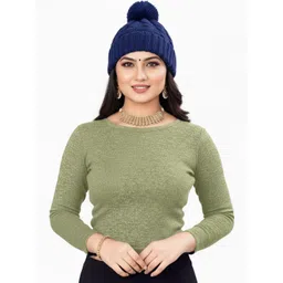 PU FASHION Self Design Woolen Crop Top-picture-25