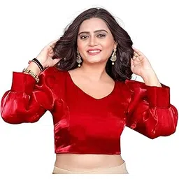 pu fashion Women's Readymade Padded Blouse in Premium Zimmi Chho Organza | Metallic Shine Fabric | Long Puff Sleeves | Back Hook Design | Stylish for Saree & Ethnic Wear-picture-25