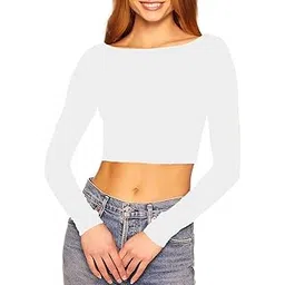 PUERY Women's Stylish Comfy Cotton Full Sleeves Boat Neck Crop Top Readymade Saree Black Blouse Tops Women-picture-31