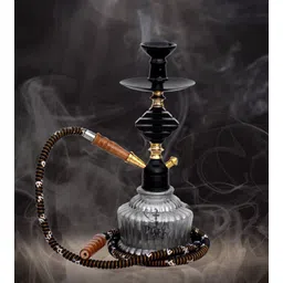 Glass And Metal Smoking Hookah with Ceramic Chillum Glass Hookah . 14 inch Glass Hookah-image-0