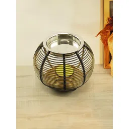 PujaNPujari Black & Gold-Toned Aroma Oil Burner & Candle Stand-picture-10