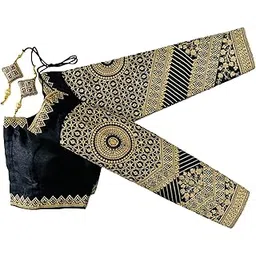 pujia mills Mills Women's Fancy Readymade Heavy Coding Embroidary Worked Full Sleeve Silk Saree Blouse(Vrinda)-picture-17