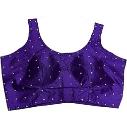 pujia mills Women's Square Neck Silk Sleeveless with Stone Work Readymade Blouse-picture-37