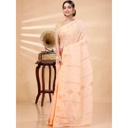 PuJoy Woven Design Pure Cotton Handloom Taant Saree-picture-18